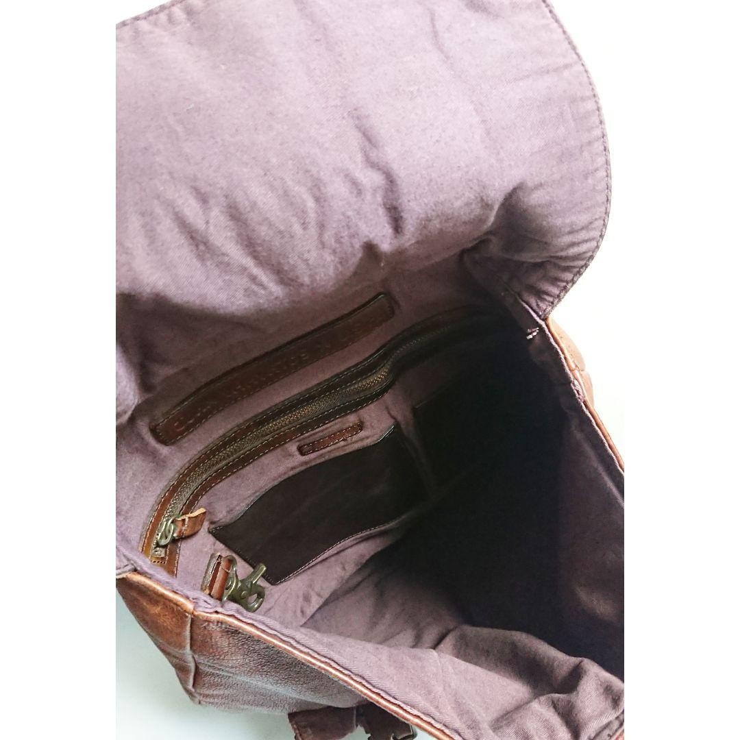 John Varvatos Brown Leather Backpack 16.9×16.1in Large Rucksack Daypack Luxury
