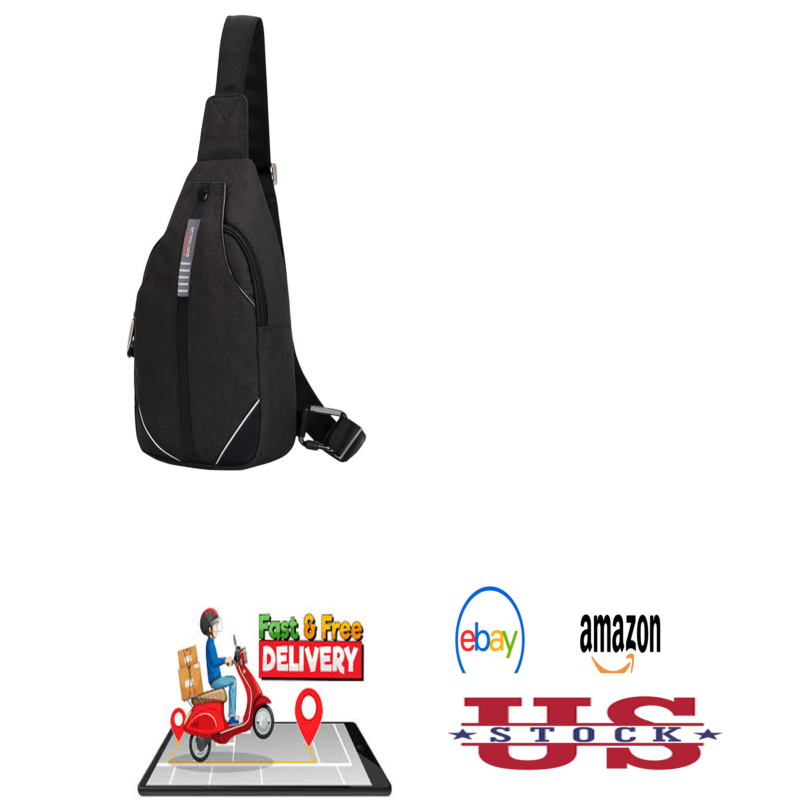 Waterfly Small Crossbody Sling Backpack Anti Theft Travel Chest Bag for Men