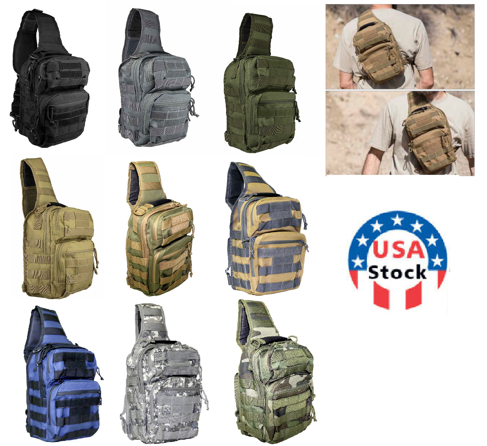 NcSTAR Sling Tactical Sling MOLLE Chest Pack Shoulder Bag Outdoor Hiking Travel