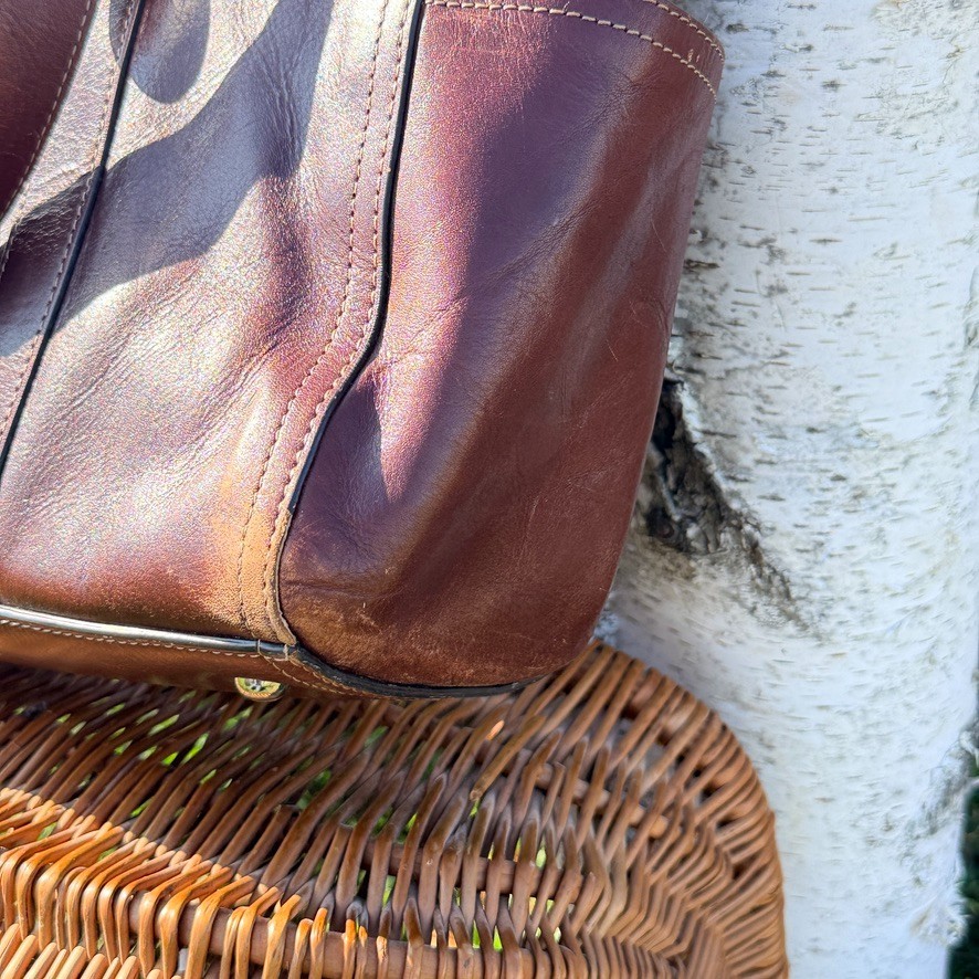 Fossil Brown Leather Laptop Messenger Briefcase Shoulder Bag Work Travel