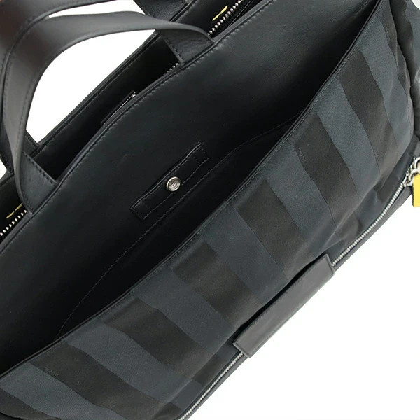Fendi PEEKABOO Iconic Medium Pecan Canvas Leather 7VA501 Black Shoulder bag 2WAY