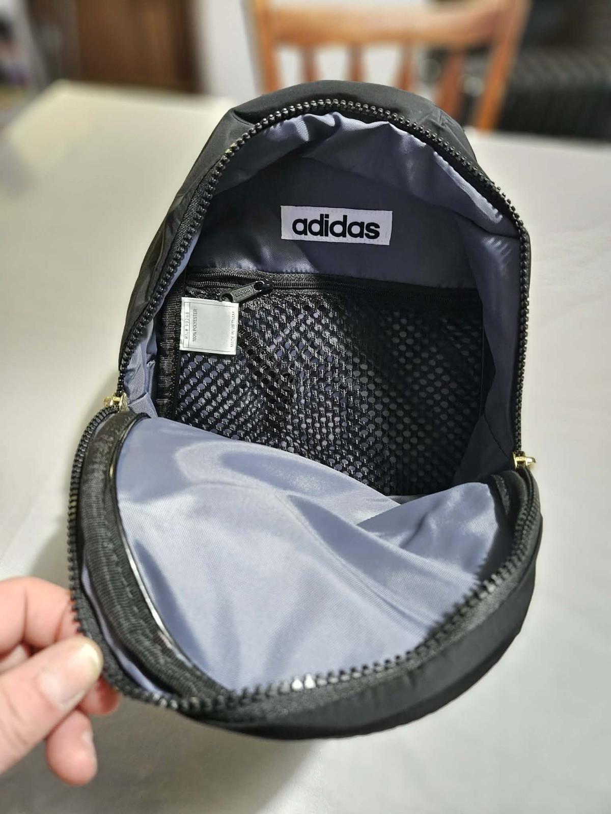 Adidas Linear Mini Backpack Black Gold Zip Small Travel Bag Unisex Excellent