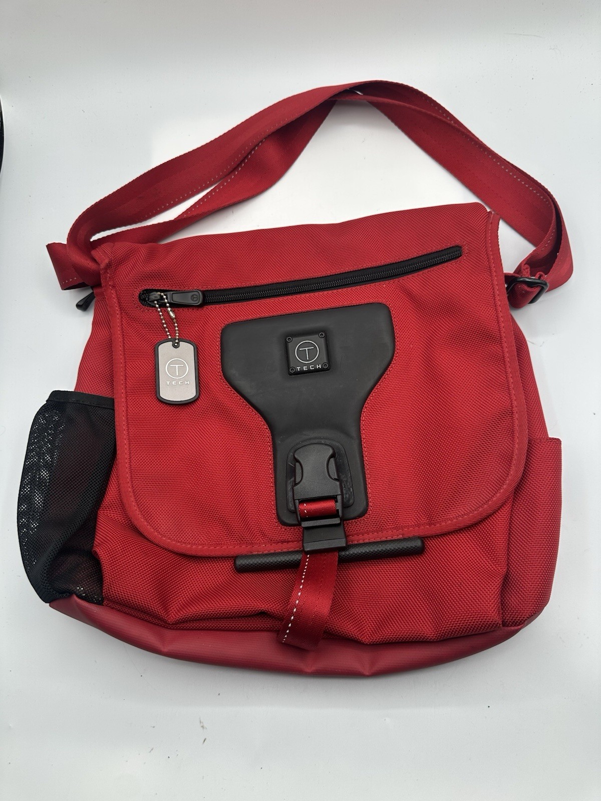 Tumi T-Tech Red Canvas Style Messenger Crossbody Bag