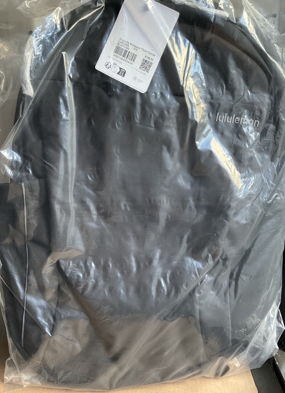 Lululemon Triple-Zip Tech Canvas, 28L Backpack In Black / Tan Interior