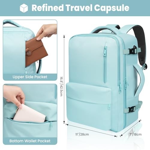 35L Travel Backpack – 180° Open Design, Multi-Pockets, USB Port, Laptop Compartm
