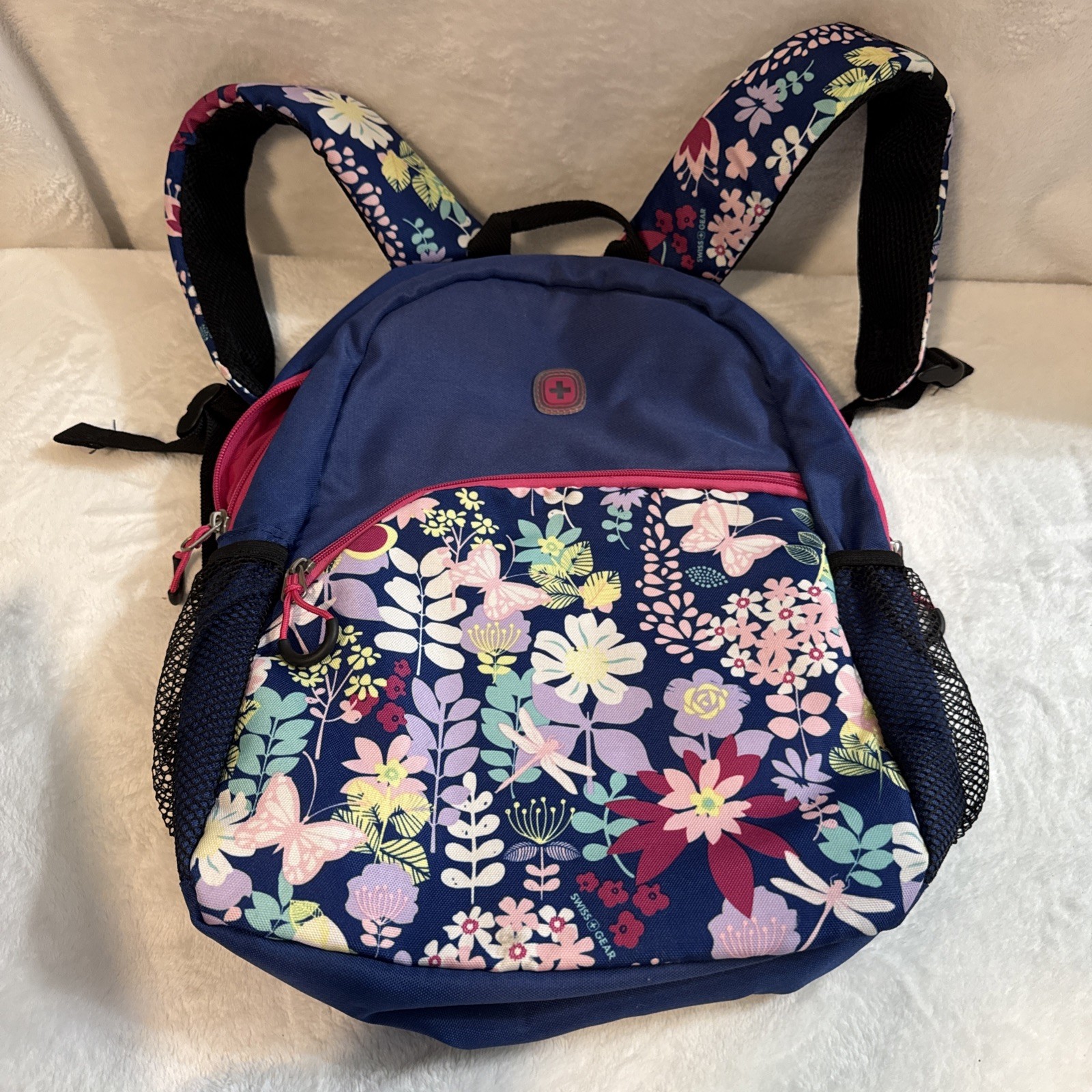 Swiss Gear Backpack Blue, Pink Floral dragonfly butterflies Disney Girl Style