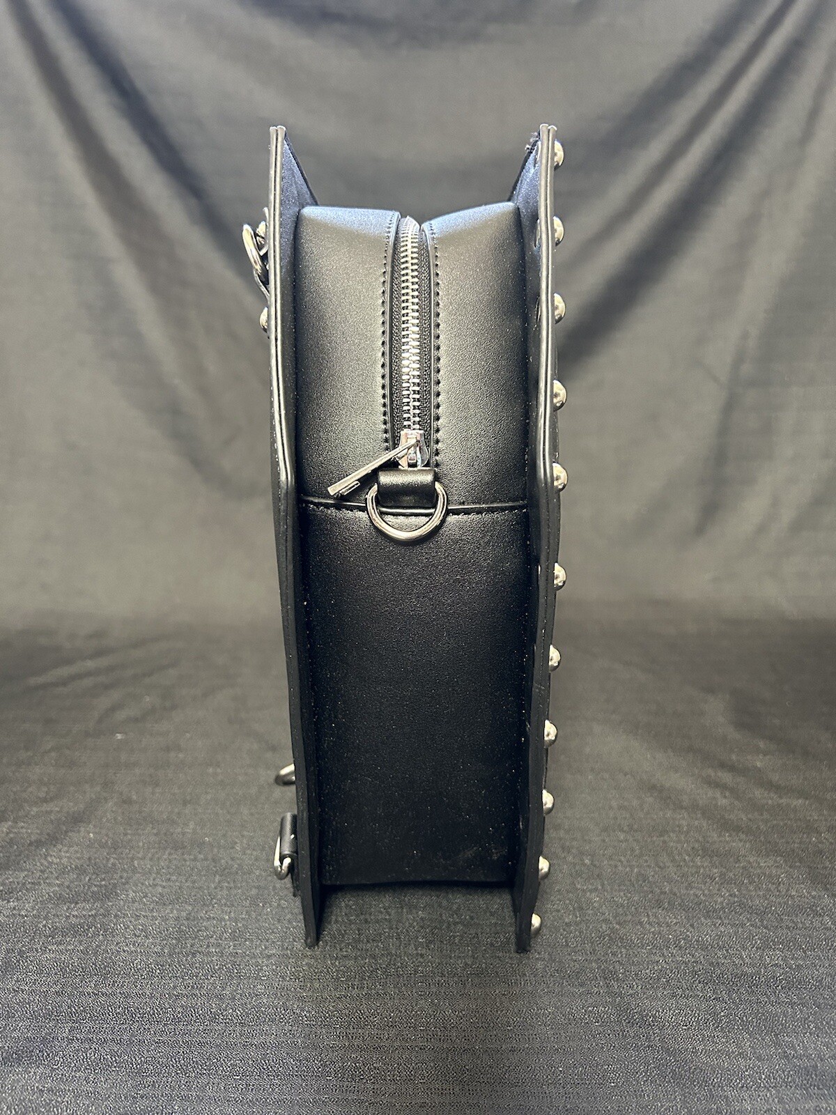 NEW! Black Leather Coffin Style Gothic Backpack w/ Embroidered & Metal Studs