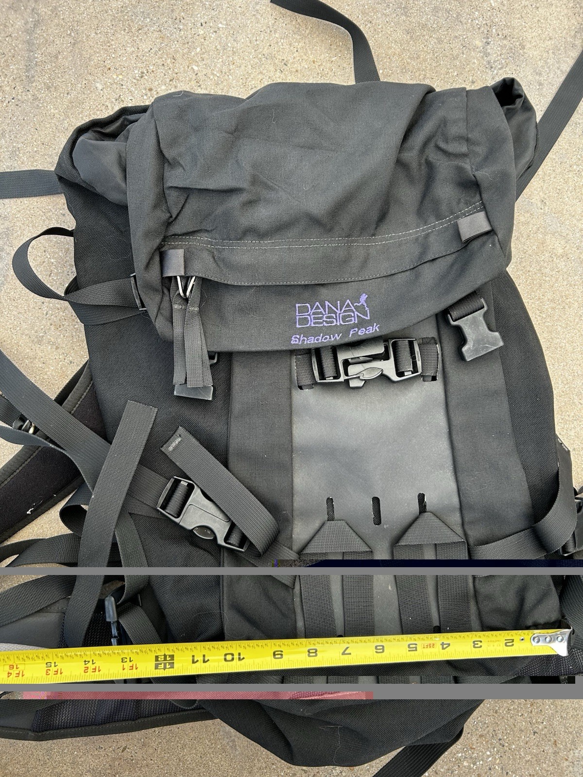 Dana Design Shadow Peak Black Purple Trim Backpack Day Bag Hiking M/L 18″ x 12″
