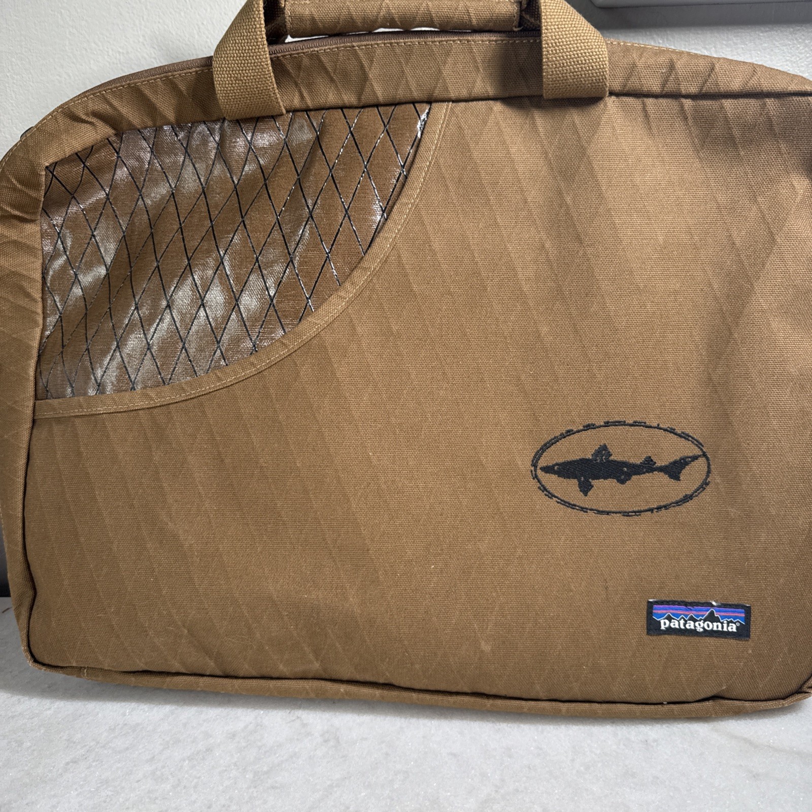 Patagonia 3-Way Briefcase Backpack Shoulder Bag Rare Fish Embroidered Neutral
