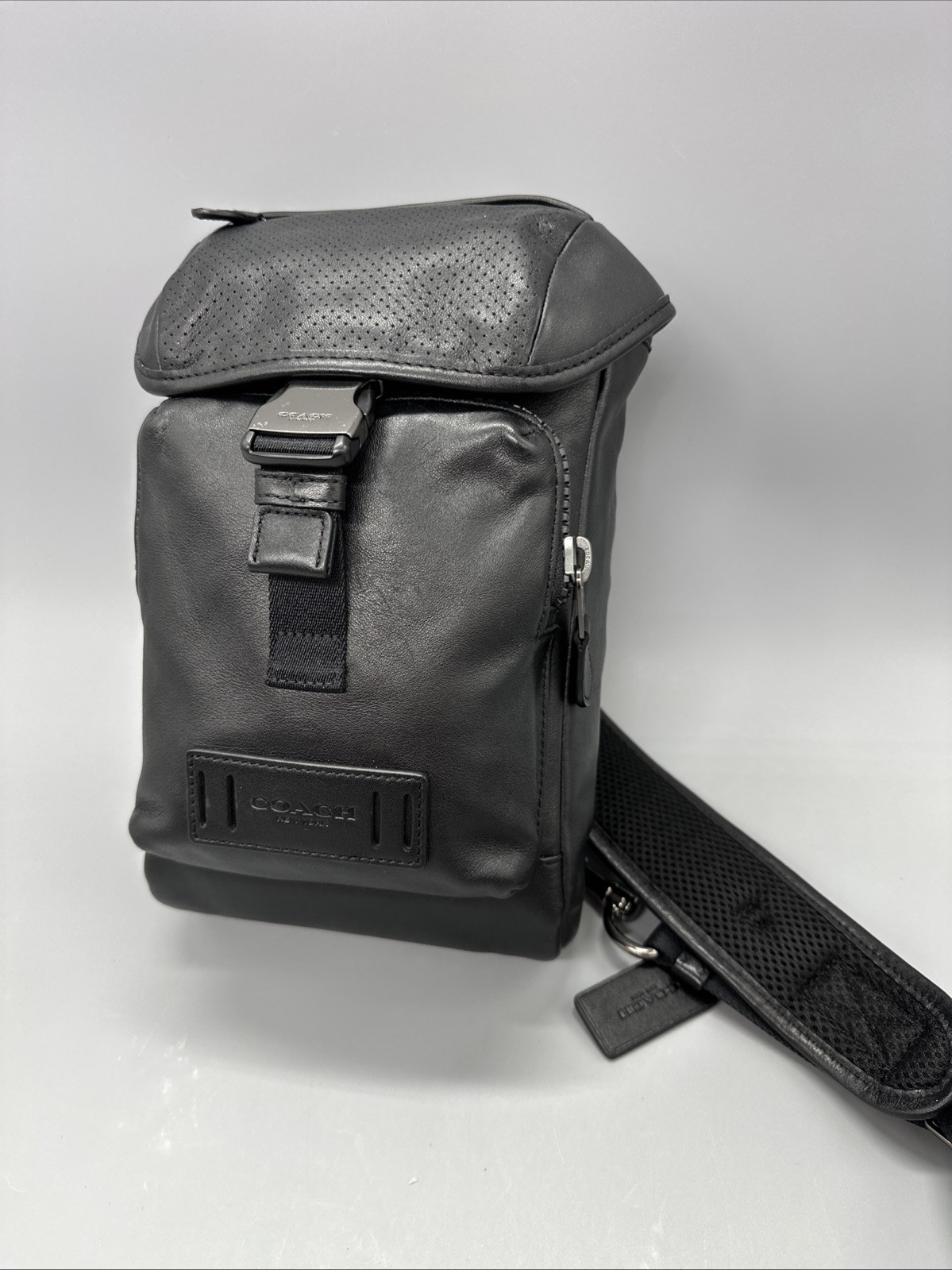 Coach Ranger Black Leather Mini Crossbody Sling Pack Bag 2944