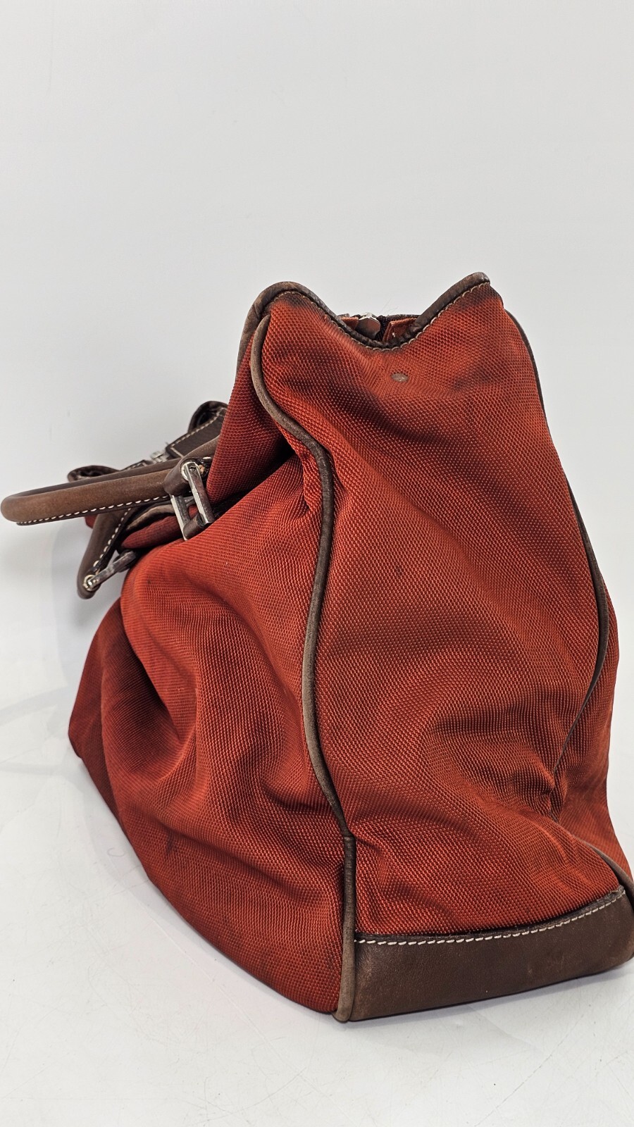 Cole Haan Mens Brown Leather Adjustable Strap Push Lock Messenger Bag/ Briefcase