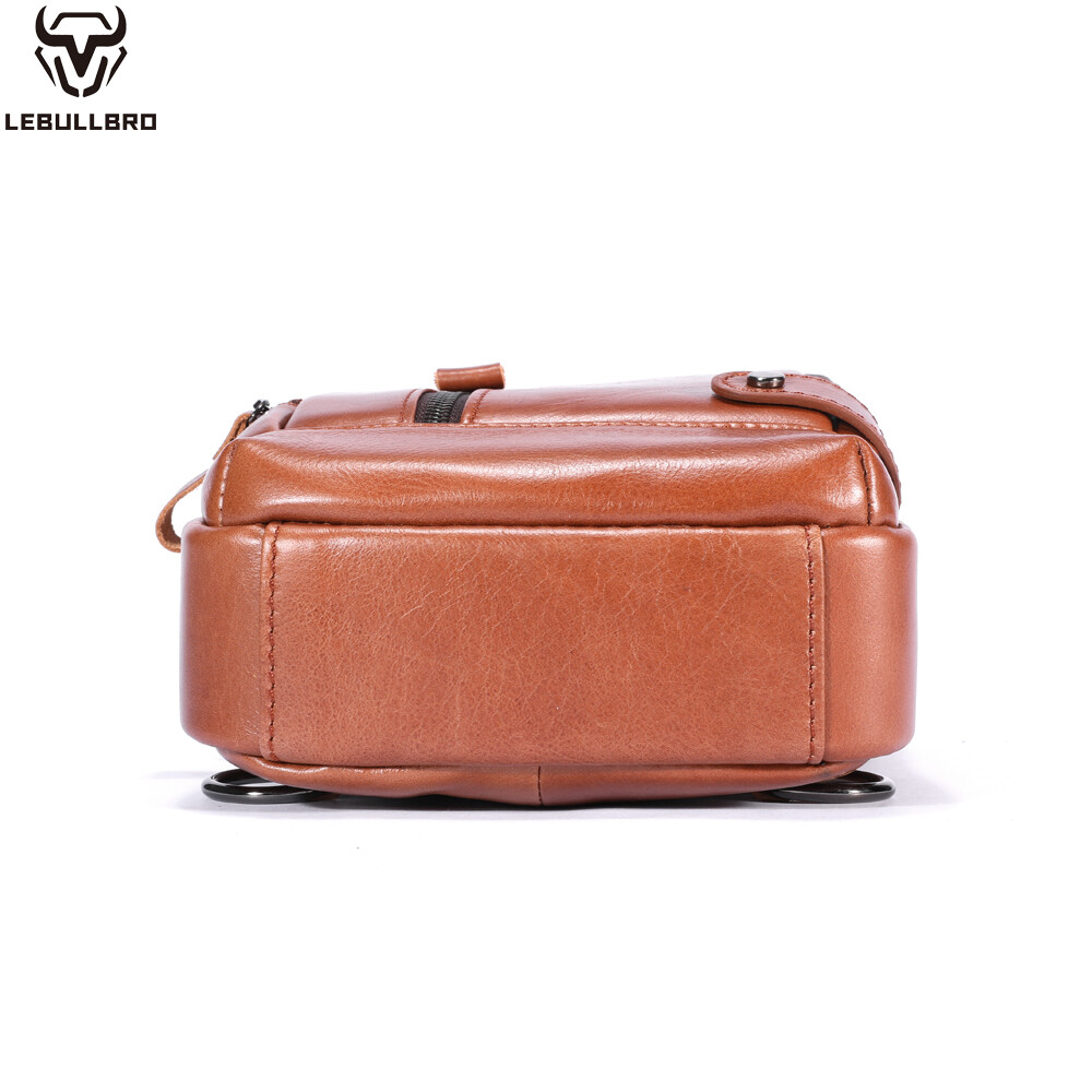 Sling Backpack Cowhide Genuine Leather Chest Crossbody Shoulder Bag Real Leather