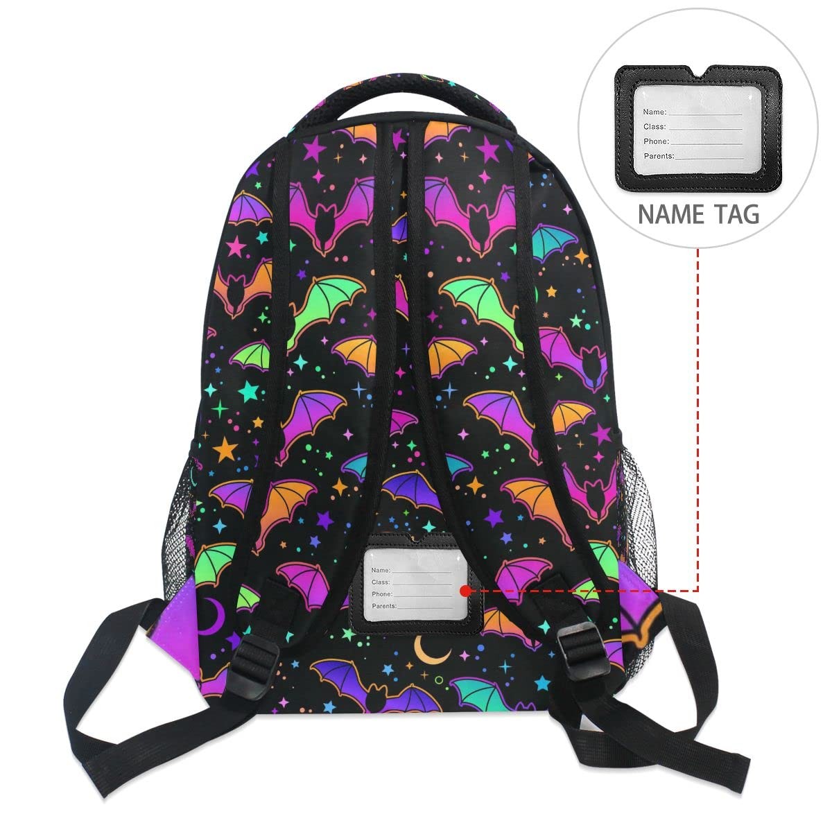 Halloween Rainbow Bats Backpack School Bookbag Lightweight Laptop Backpack fo…