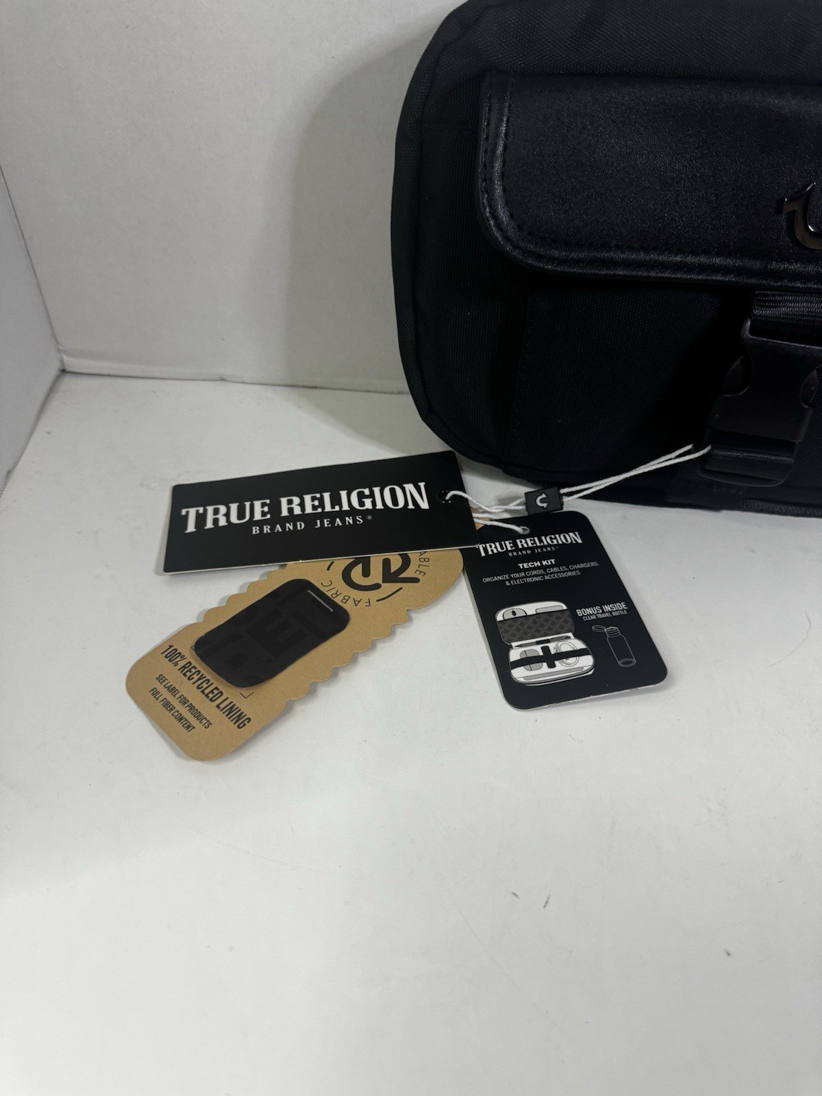 True Religion Tech Kit Small Travel Cable Toiletry Bag Black NWT NEW RARE