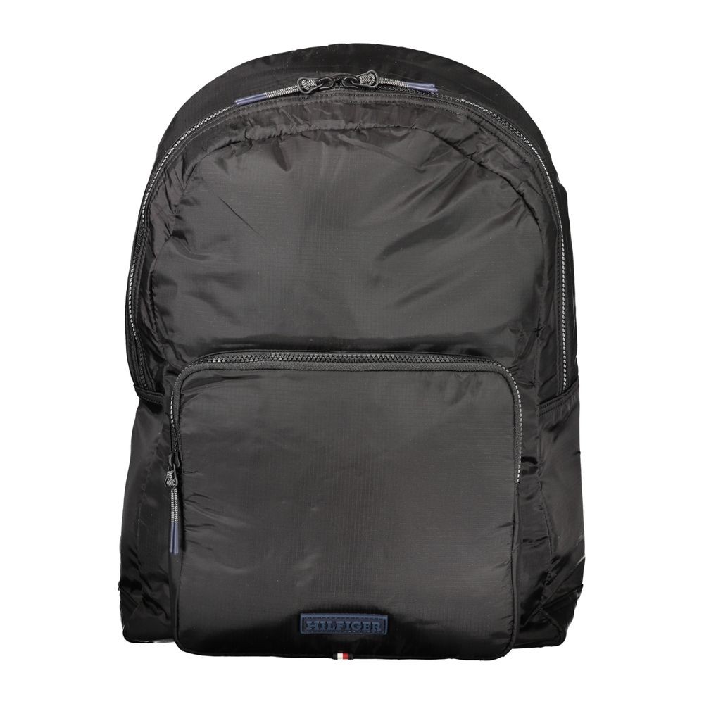 Tommy Hilfiger Black Polyurethane Men Backpack 100% Authentic