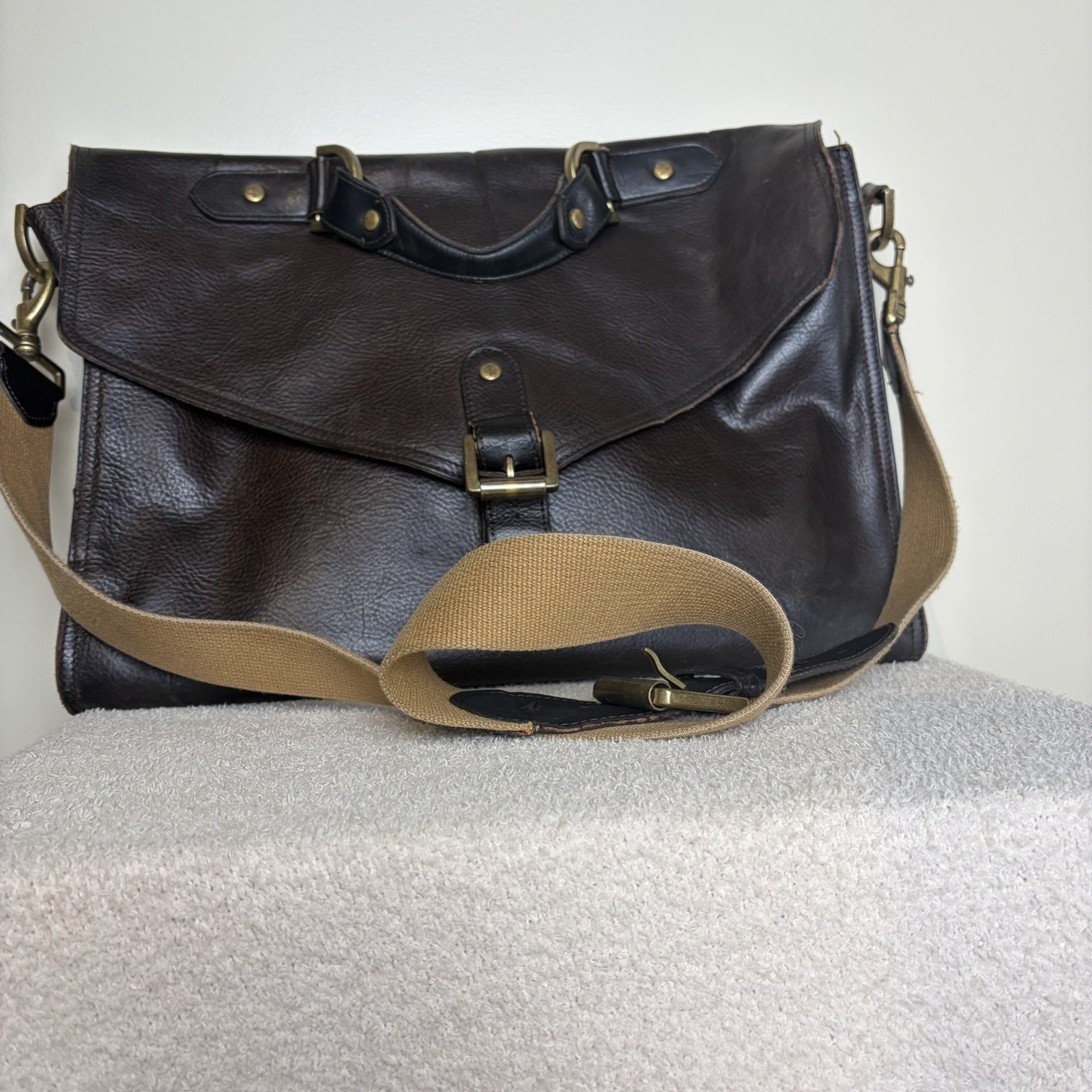 Mulberry Scotchgrain Leather Chocolate Brown Briefcase Document Case with Strap