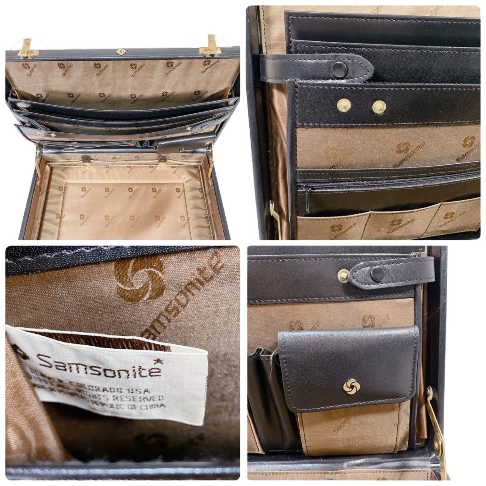 Samsonite Executive Leather Hard Attache Case Black & Gold Tumbler 1993 VINTAGE