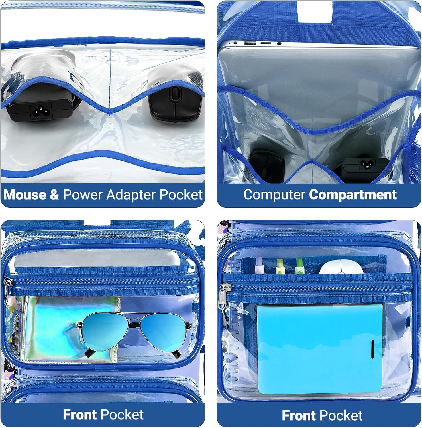 Heavy-Duty Clear Backpack for School and Work, Large Transparent Bag with Reinfo