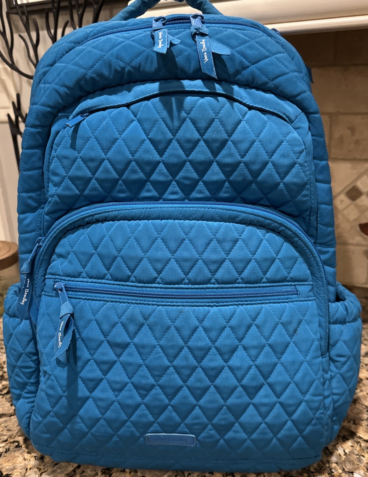 Vera Bradley Womens Cotton Campus Backpack, Forever Green Teal