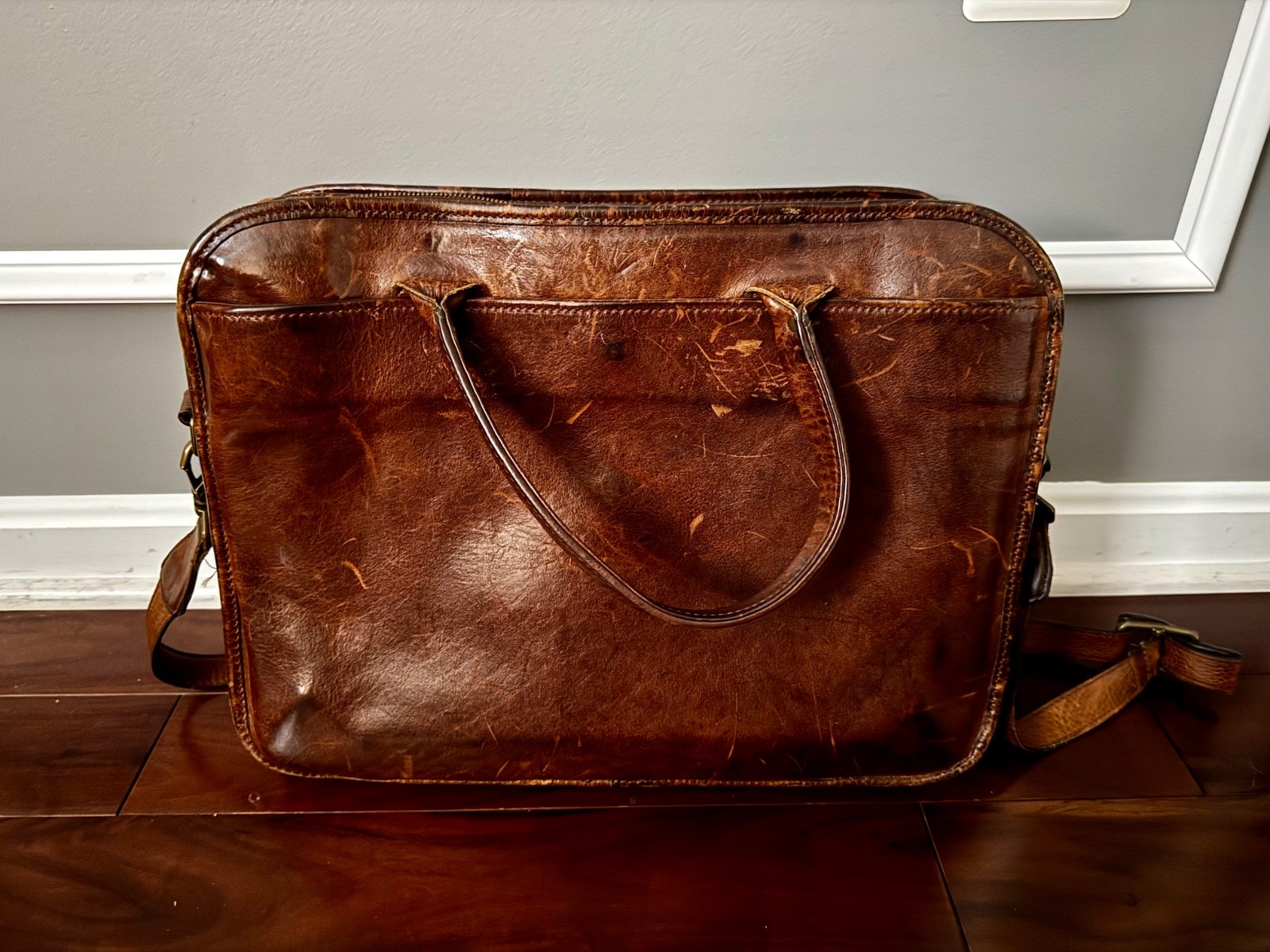 Moore & Giles Miller Standard Attaché Titan Milled Brown Leather Men’s Briefcase