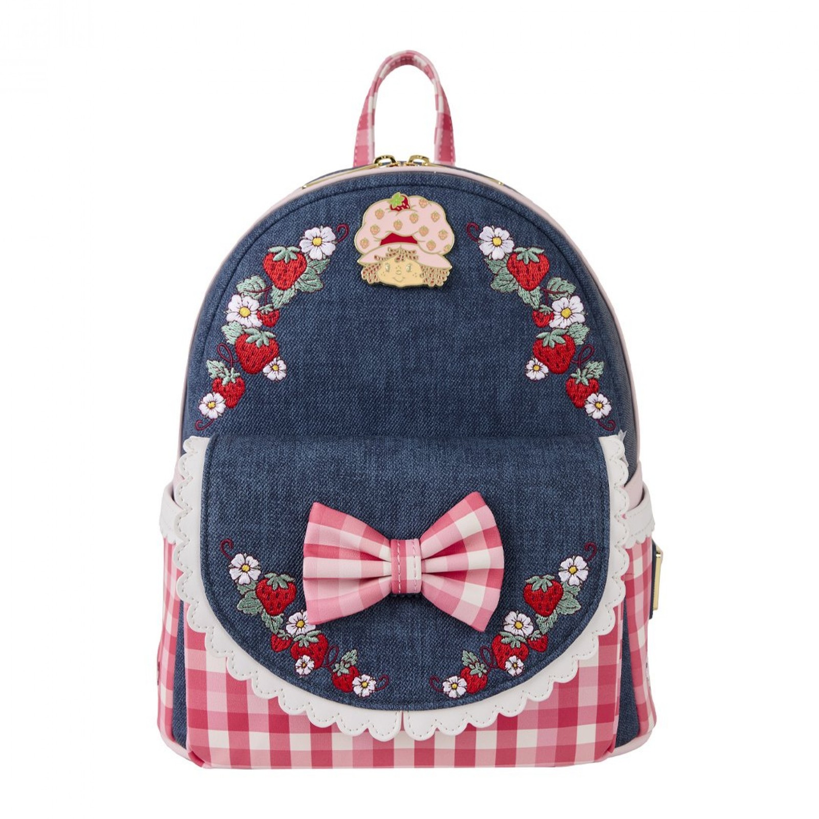 Strawberry Shortcake Faux Denim Mini Backpack by Loungefly Multi-Color