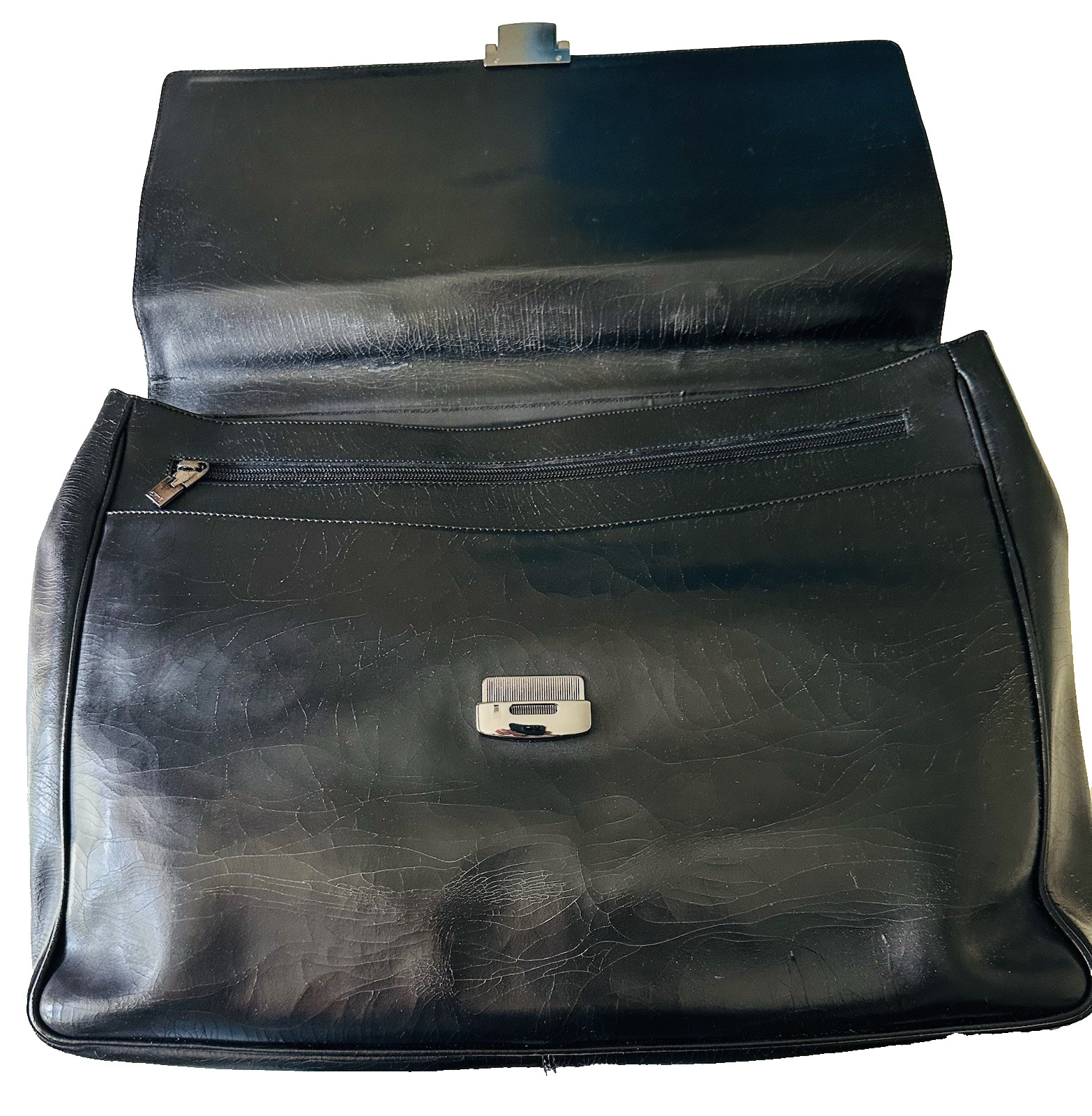 VTG EXTE Italy Black Leather 1990’s Soft Attache Briefcase Business Bag PreOwned
