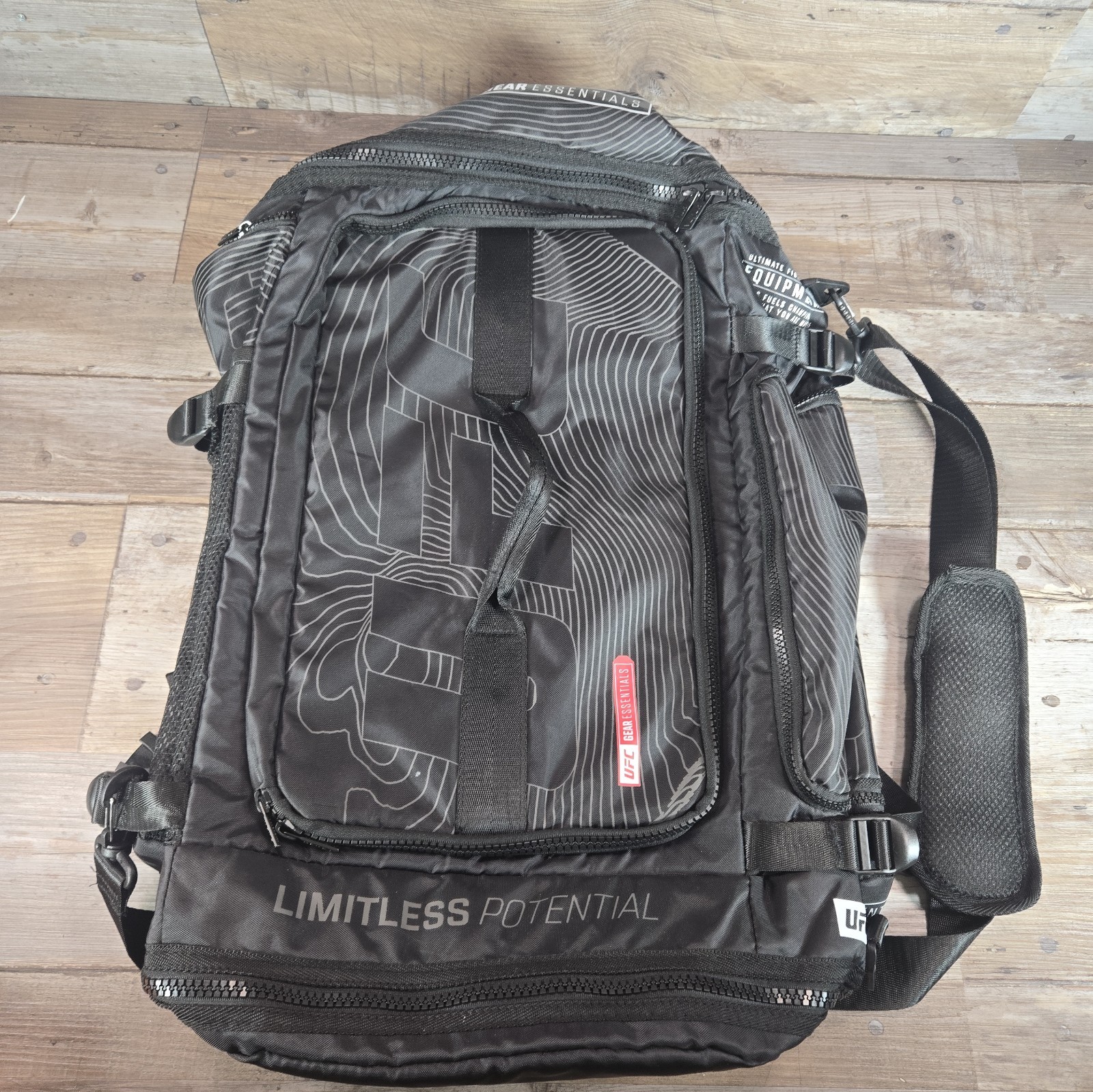 Venum UFC Gear Essentials Backpack Gym Training Travel Sports Bag Black Gray