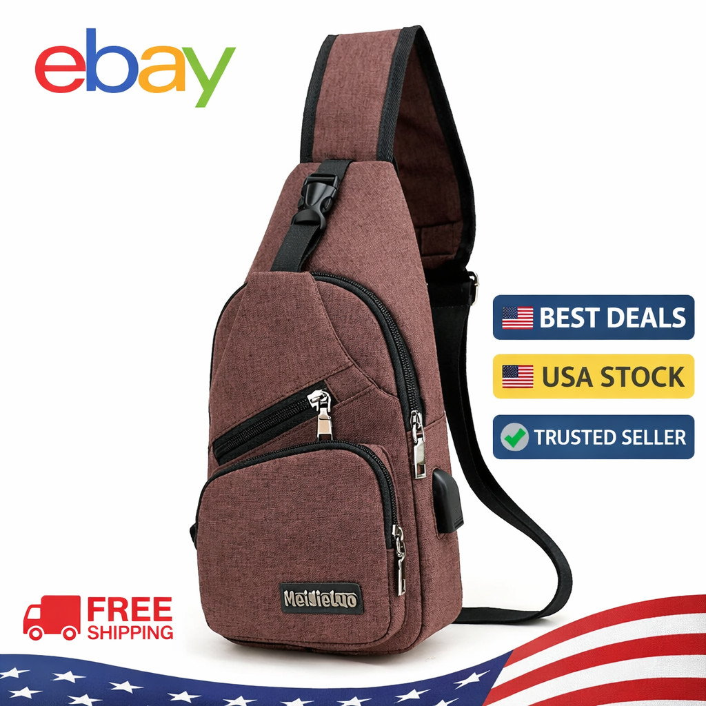 USB Charging Canvas Chest Bag Crossbody Travel – Free Shipping