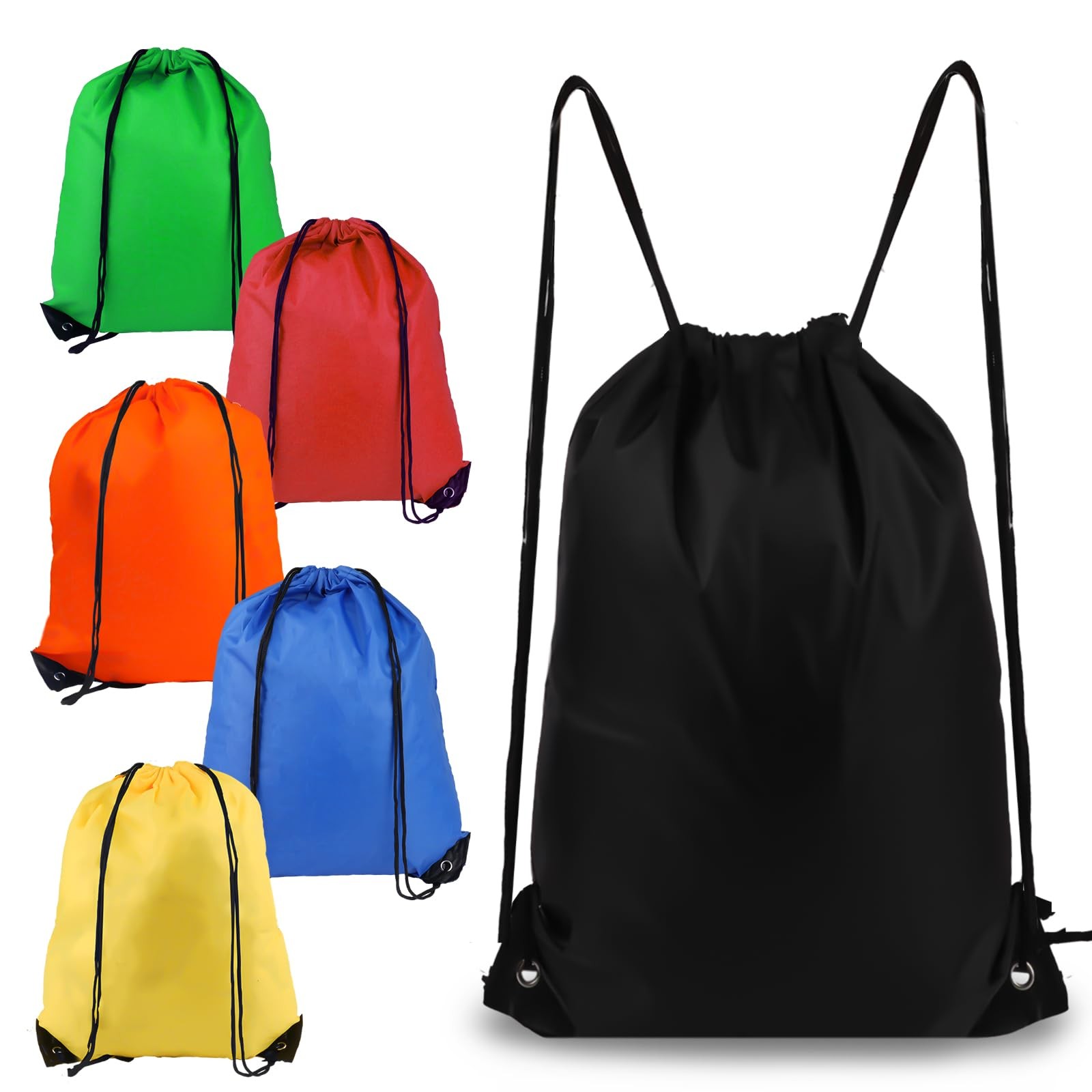 Drawstring Backpack 6Pcs Drawstring Gym Bags Black Draw String Bags Backpack …