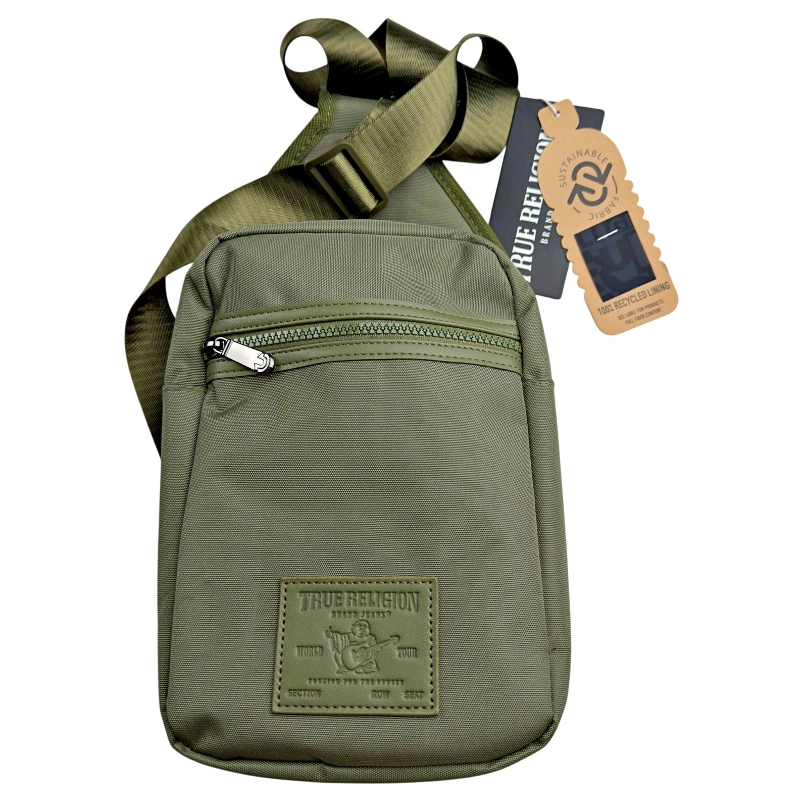 True Religion Yeta 2.0 Men’s Crossbody Bag Sling Bag Buddha Patch Olive NWT
