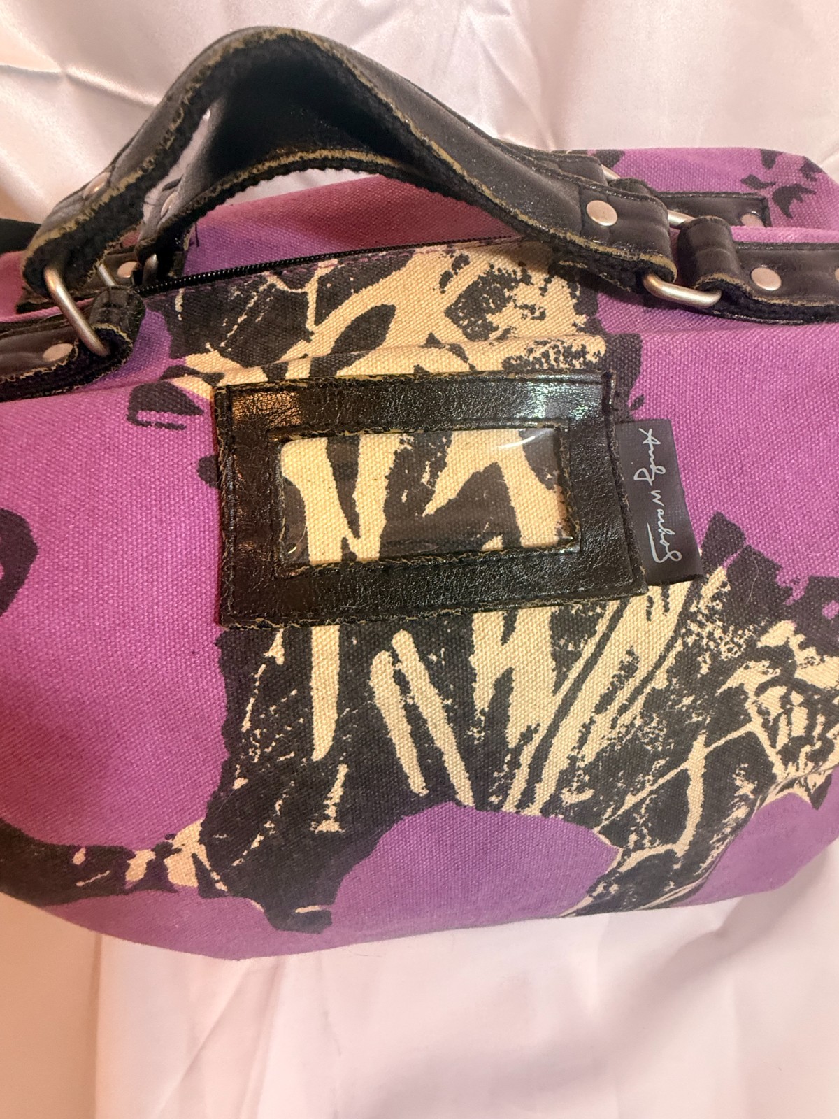 Andy Warhol Museum Collection Purple Canvas FLOWERS Duffel Weekender Bag