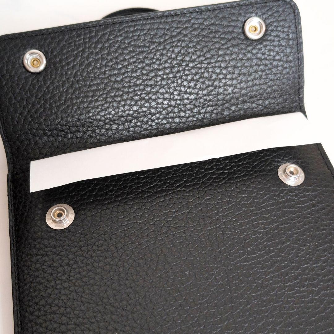 BEAMS Snap Button Leather Shoulder Bag Black Unused Authentic Japan