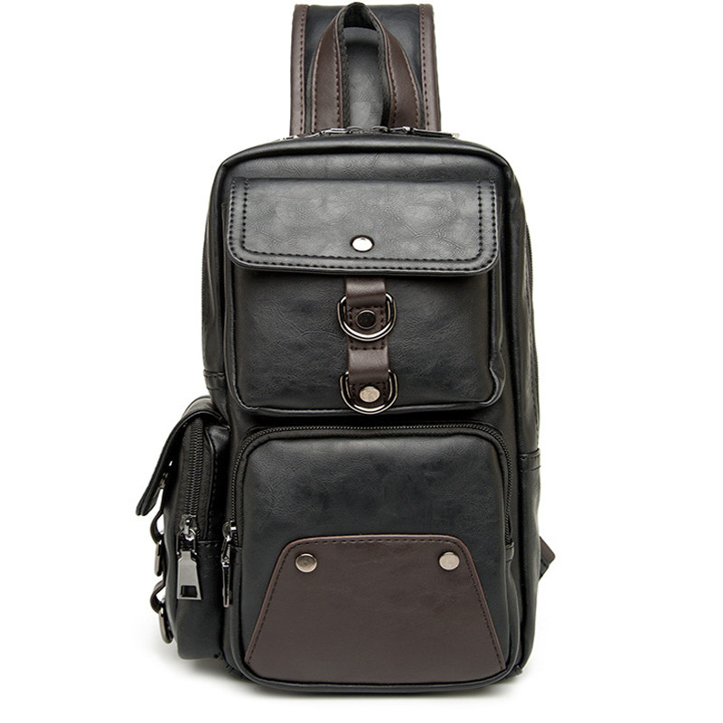 New Fashion Mens Leather Shoulder Chest Bag Waist Messenger Sling Crossbody Bags