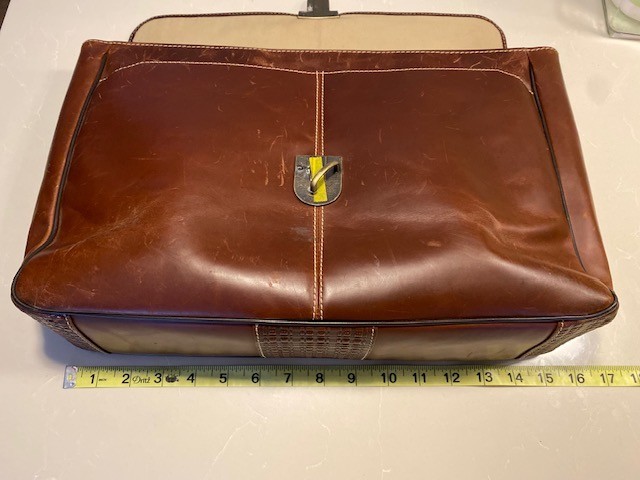 Boconi Cognac Leather Padded Briefcase w/Compartments