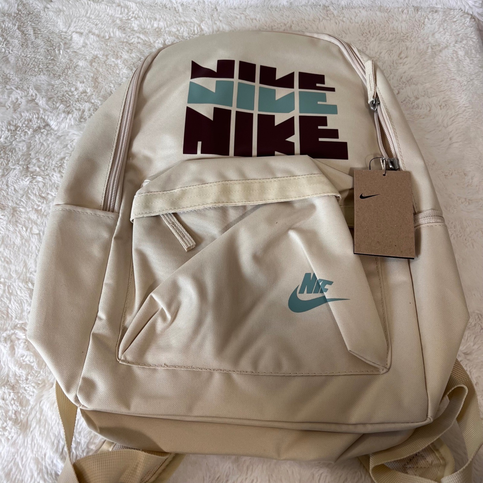 Nike Heritage Retro Backpack Light Khaki Burgundy Crush Mint Green Logo NWT