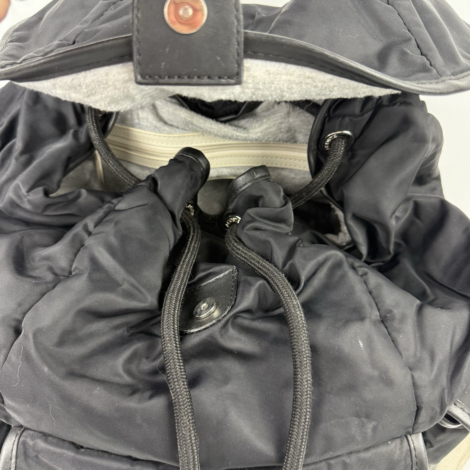 Lacoste Backpack Large Black Nylon Drawstring Rucksack Vintage READ