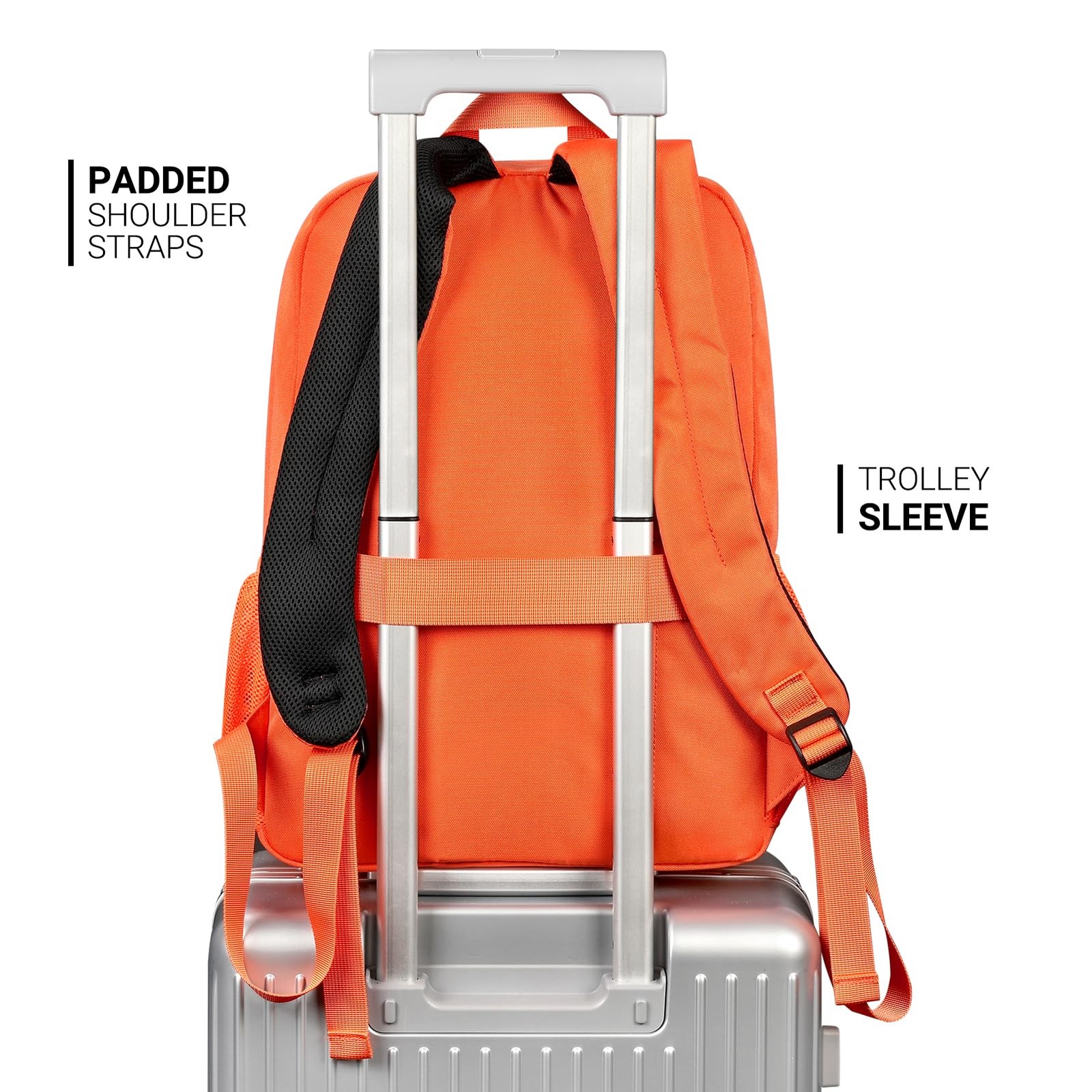 Tangerine Water Resistant Travel Backpack for College Bookbag 26 Liter