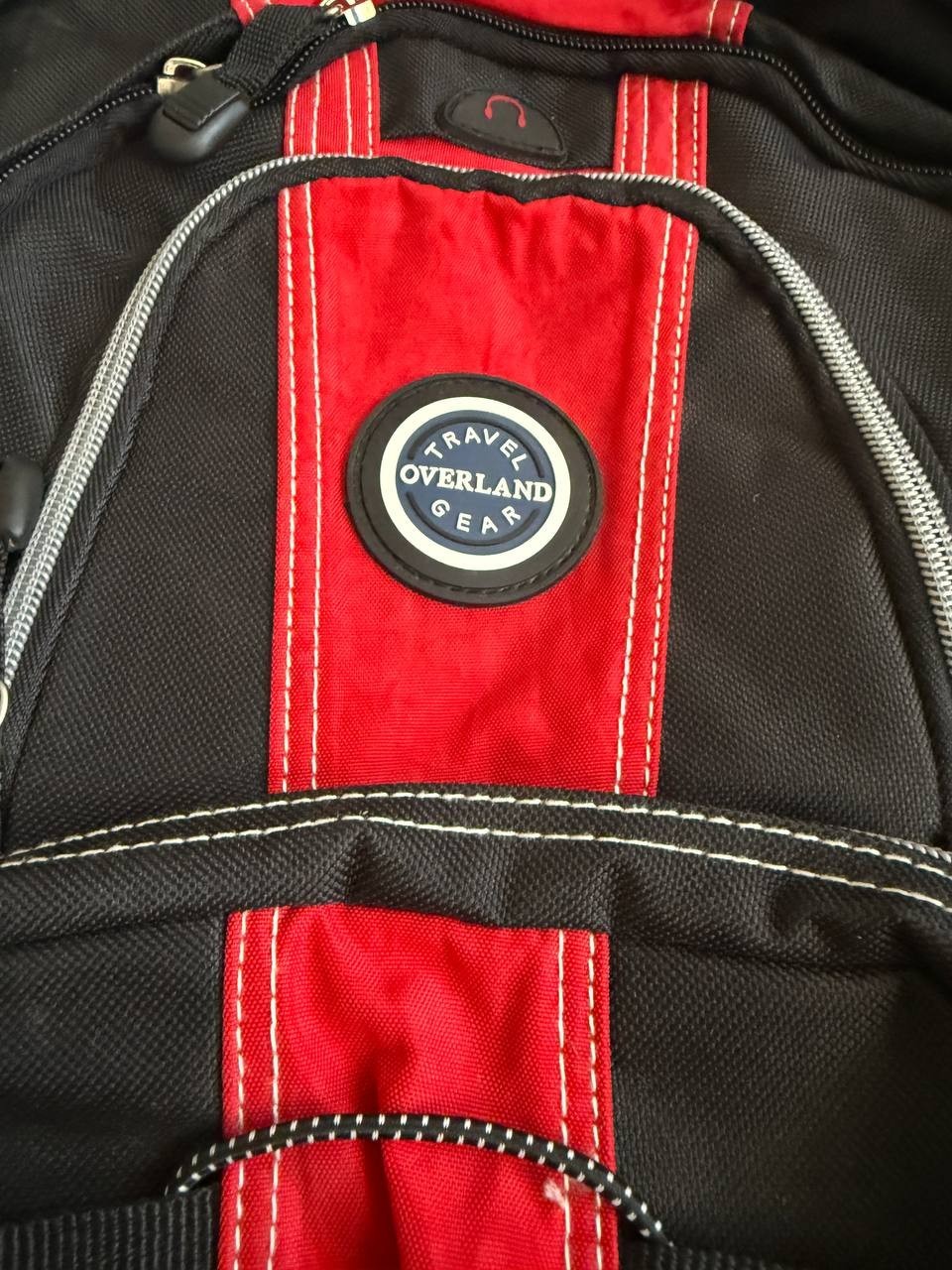 Overland Gear Travel Backpack Black Red Hiking School Laptop Carry On Bag