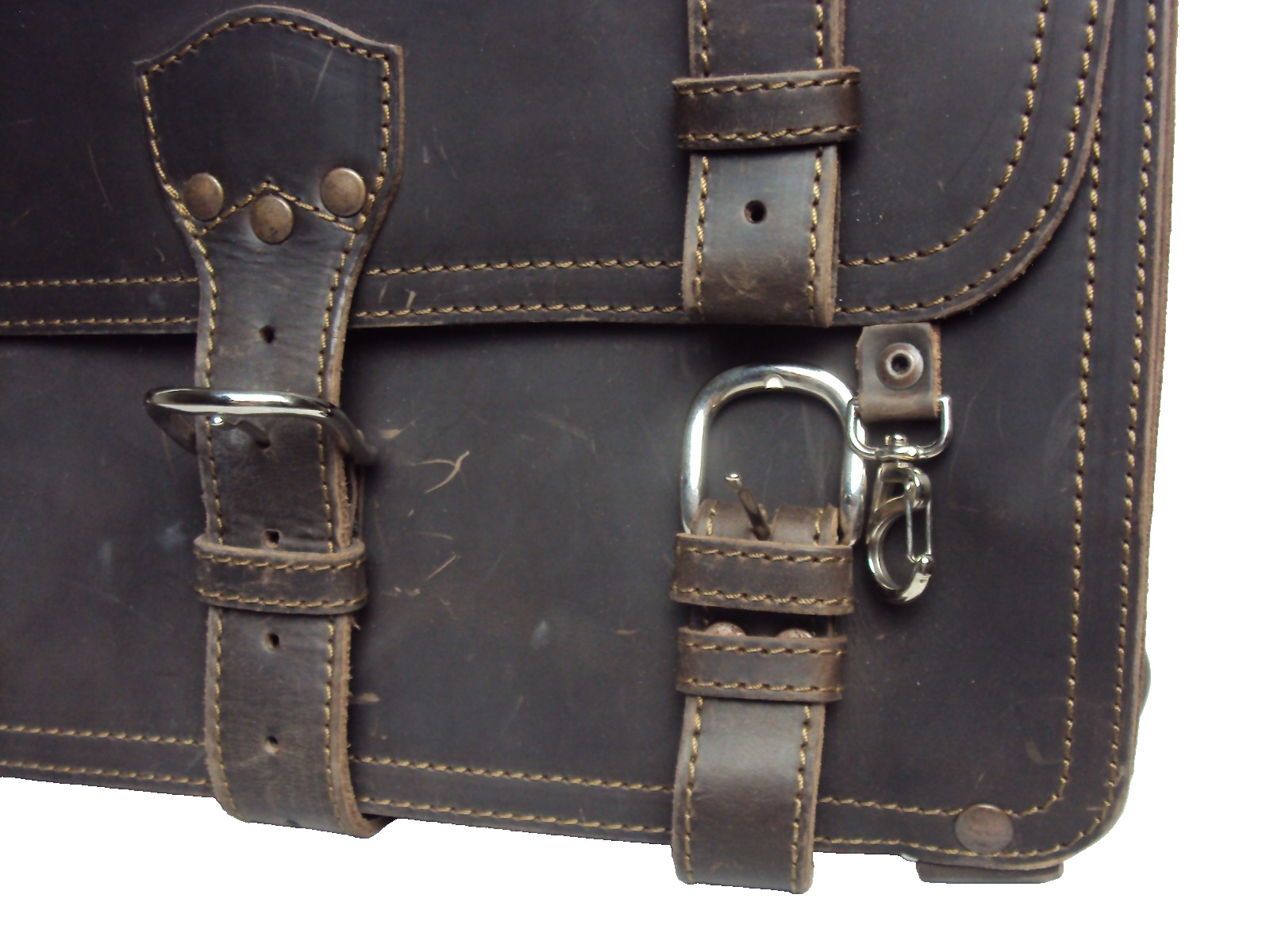 SADDLEBACK LEATHER CLASSIC LARGE BRIEFCASE BAG DARK BROWN COFFEE ORIGINAL LOGO