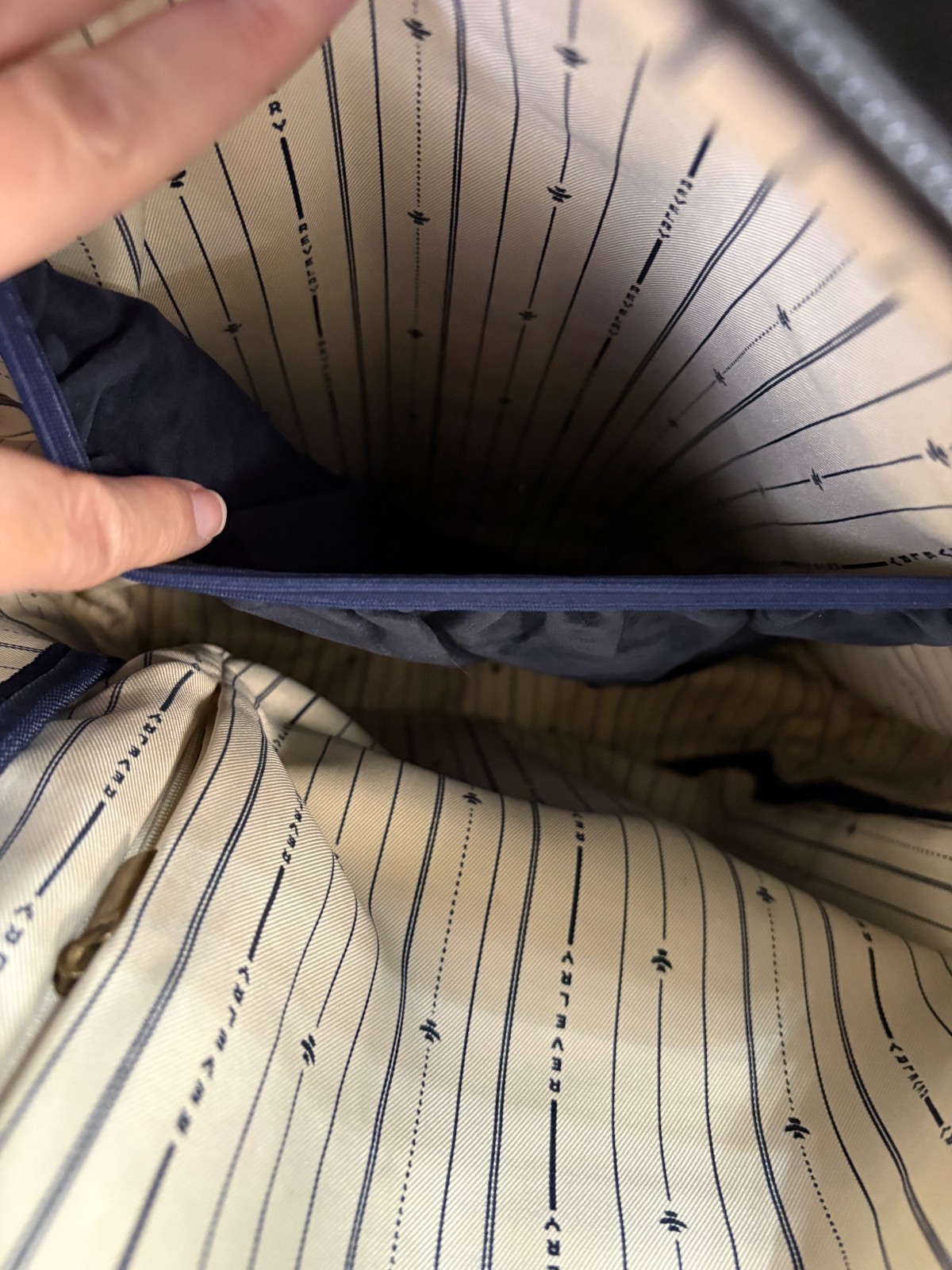 Revelry Water Resistant Black Tan Backpack Zipper needs repair see description
