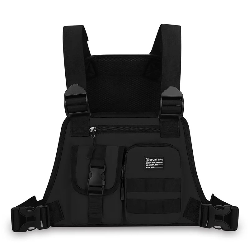 Men’s Fashionable Hip-hop with Multi Pockets Tactical Chest Bag Functional Light
