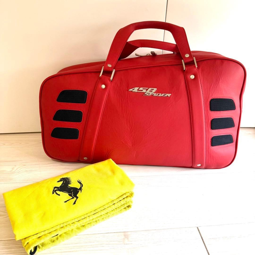 Rare Ferrari 458 Spider bag Owner Limited SCHEDONI Leather Boston bag Red ZK