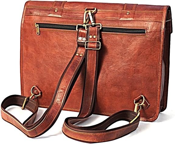 Handmade Leather Messenger Laptop Computer Satchel Distressed Bag (13″ X 18″)