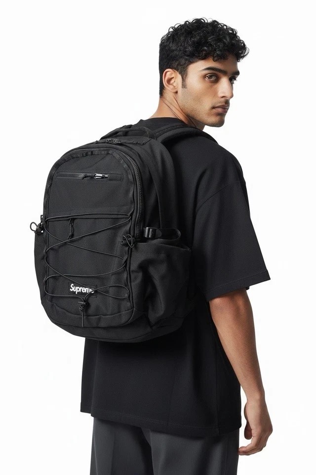 New Authentic Supreme SS25 Black Box Logo Cordura Backpack