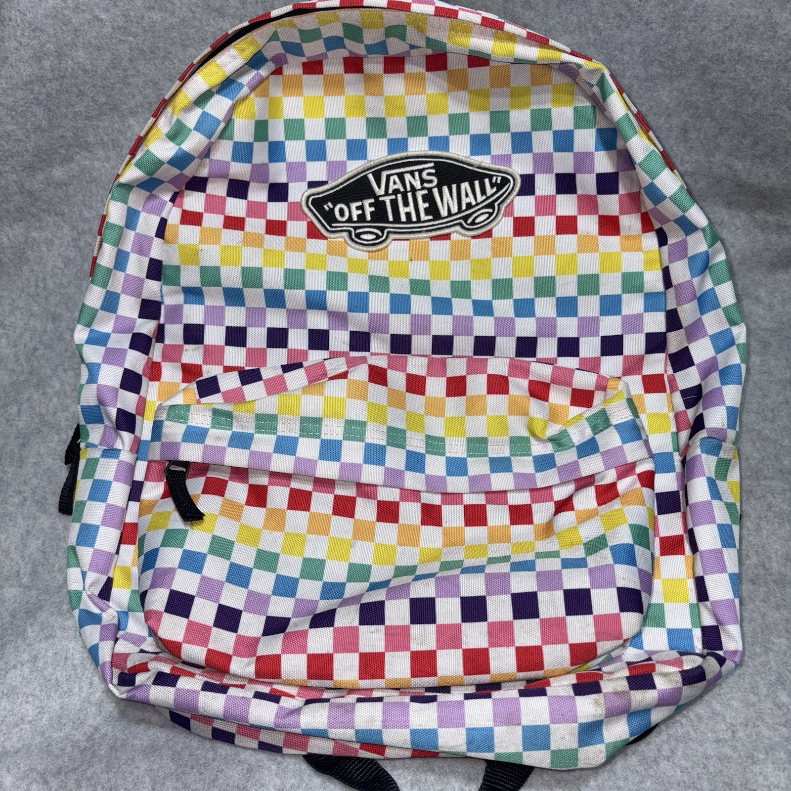 VANS off The Wall Rainbow Checkerboard Backpack Casual School Outdoors See Photo