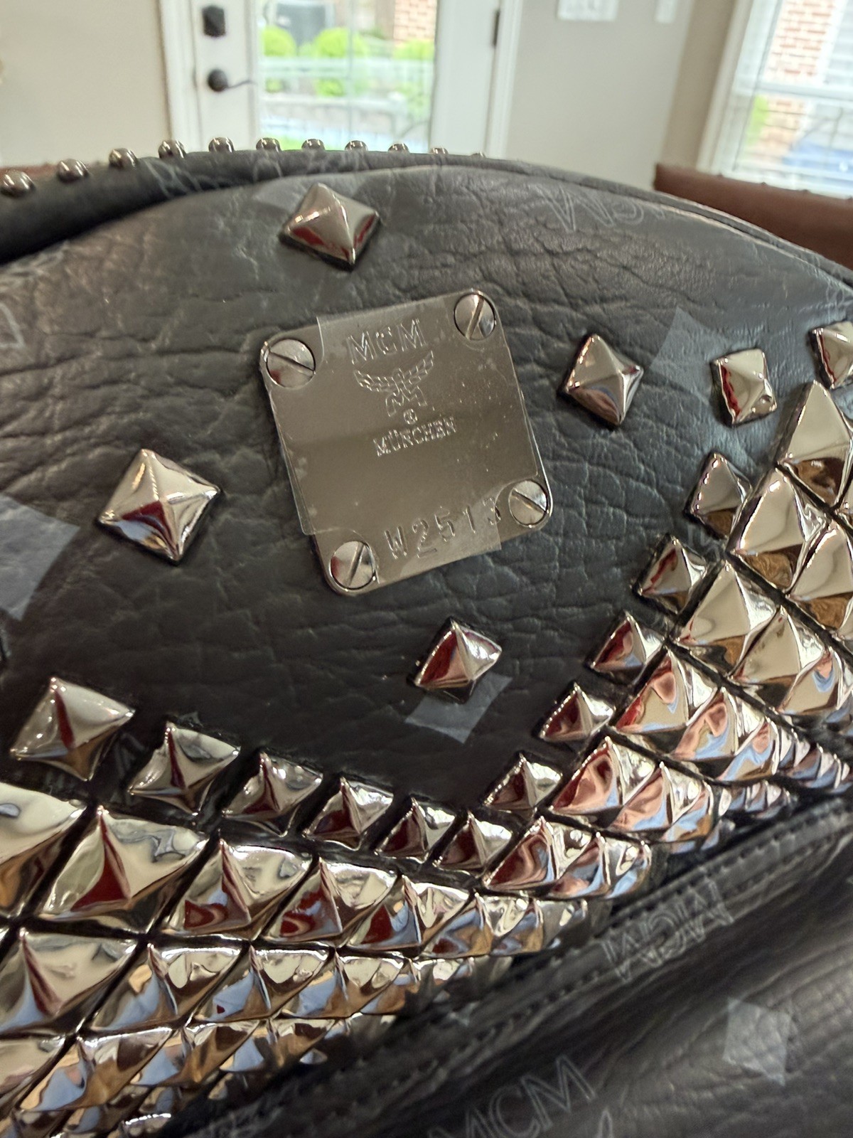 MCM Black Leather studded Backpack M Size – New without tags