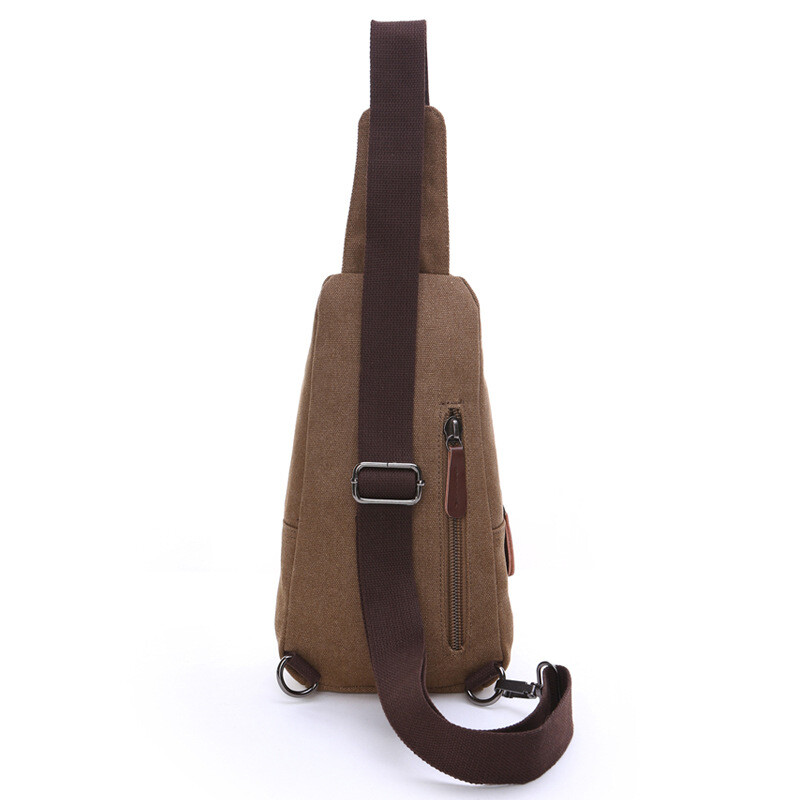 Men’s Single Shoulder Diagonal Backpack Canvas Chest Bag Outdoor Leisure Bag