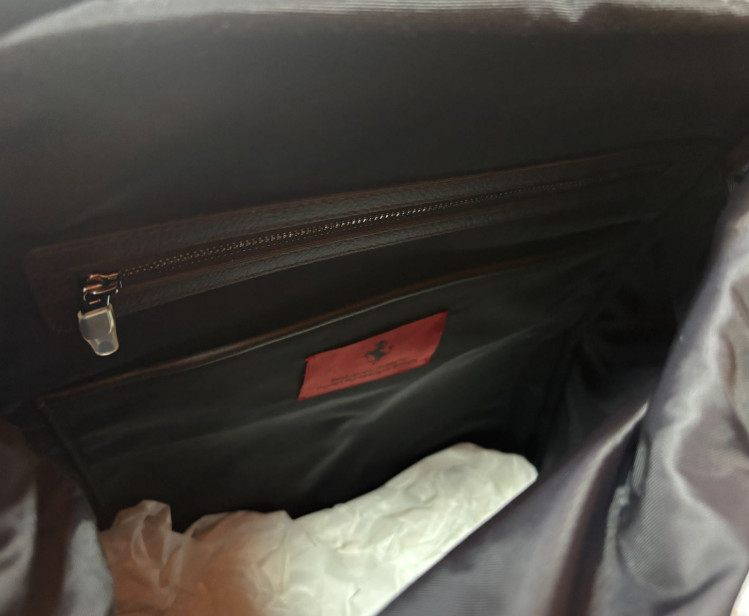 Ferrari Purosangue Black Leather Backpack with Storage Bag Original Genuine