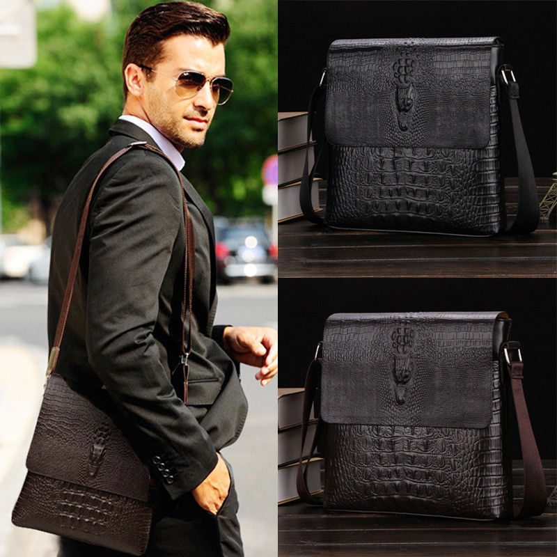 Alligator Men’s Leather Messenger Bags Briefcase Shoulder Bag Crossbody Handbag