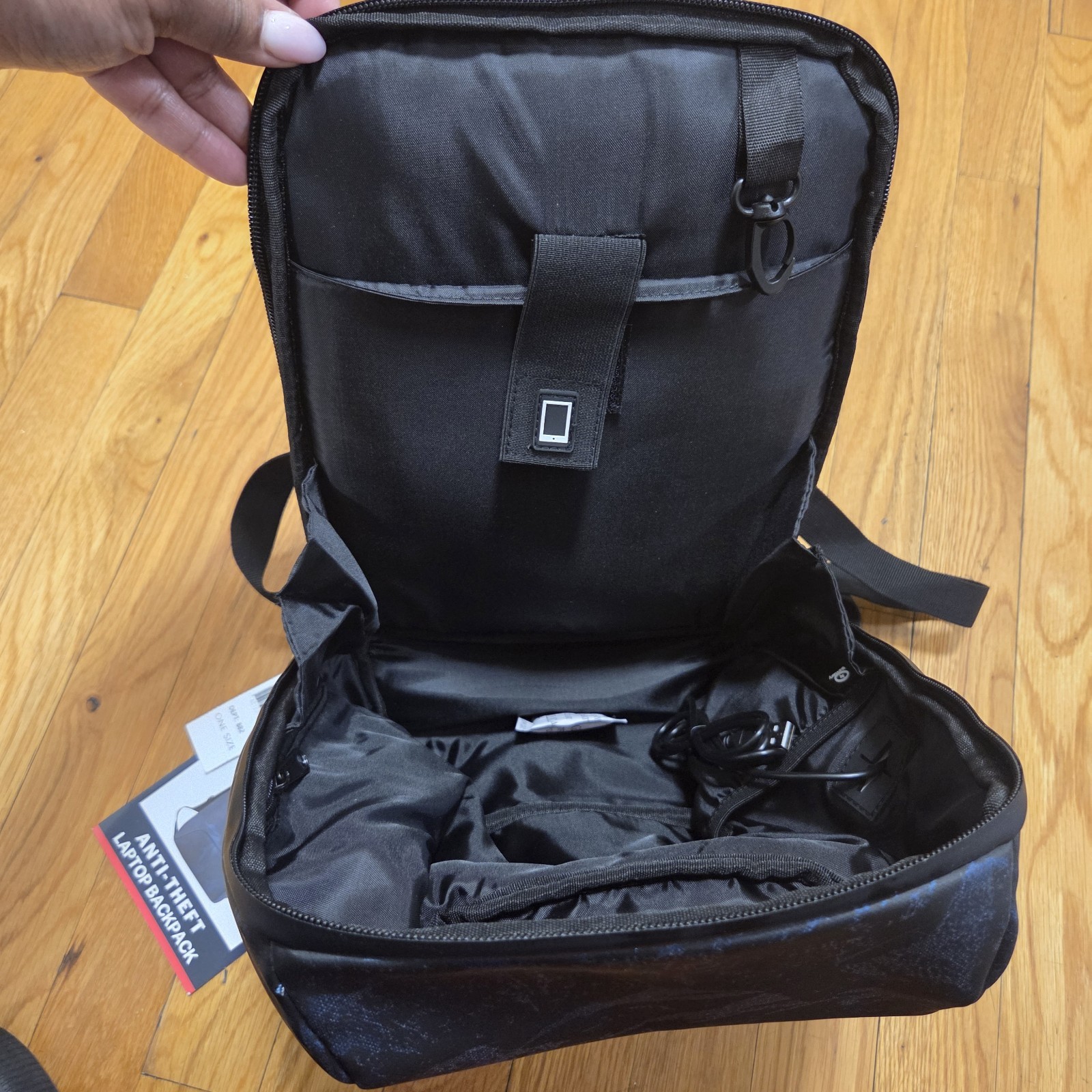 Duchamp London Anti-Theft Laptop Tablet Backpack Sleek Blue Black Design USB